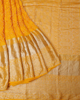 Mustard Yellow Bandhani Silk Saree